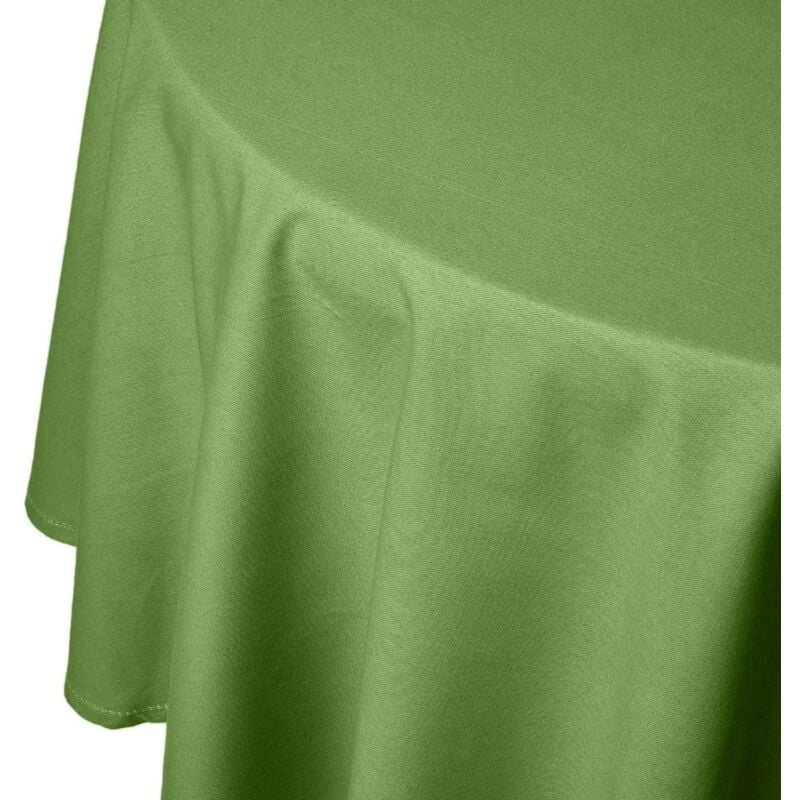 Homescapes - Nappe de table ronde en coton unie Vert foncé - 178 cm