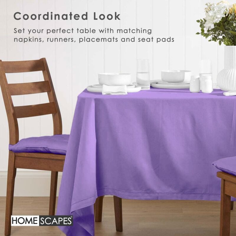 Homescapes - Nappe de table rectangulaire en coton unie Violet - 137 x 178 cm