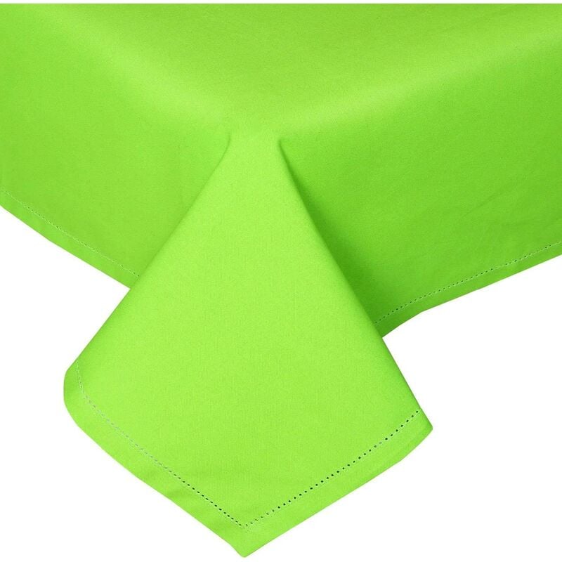 Homescapes - Nappe de table rectangulaire en coton unie Citron vert - 137 x 178 cm - Citron vert