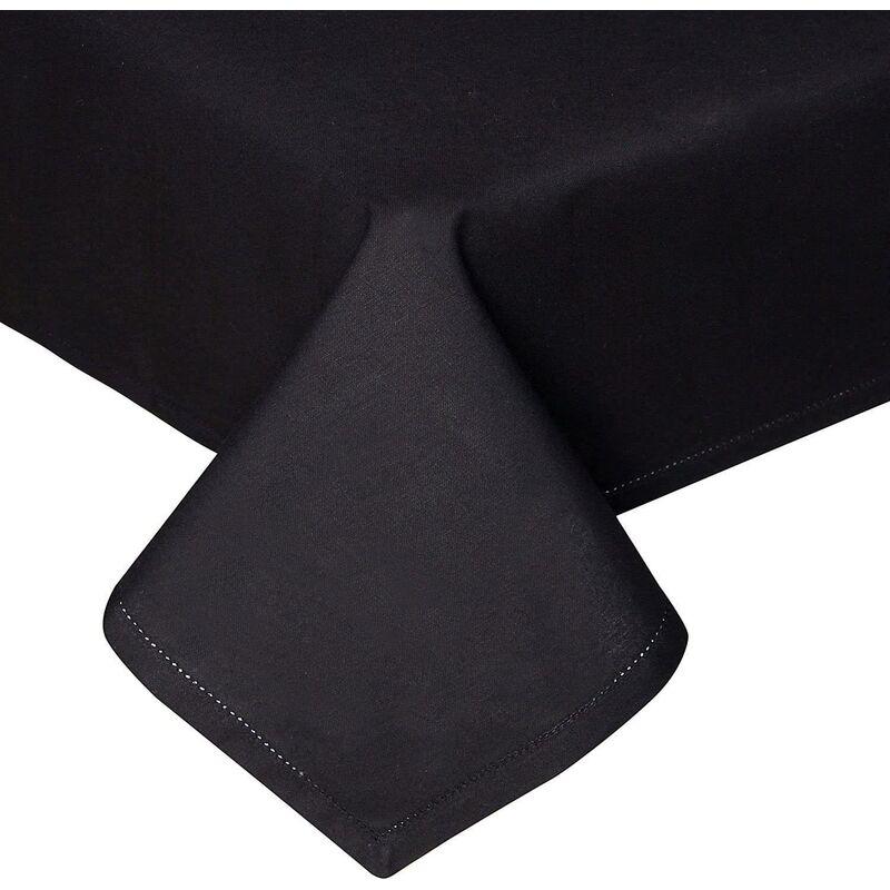 Homescapes - Nappe de table carrée en coton unie Noir - 137 x 137 cm - Noir