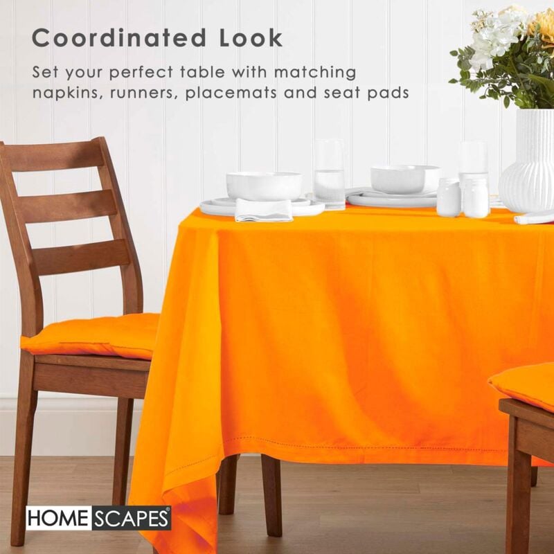 Homescapes - Nappe de table rectangulaire en coton unie Orange - 137 x 178 cm
