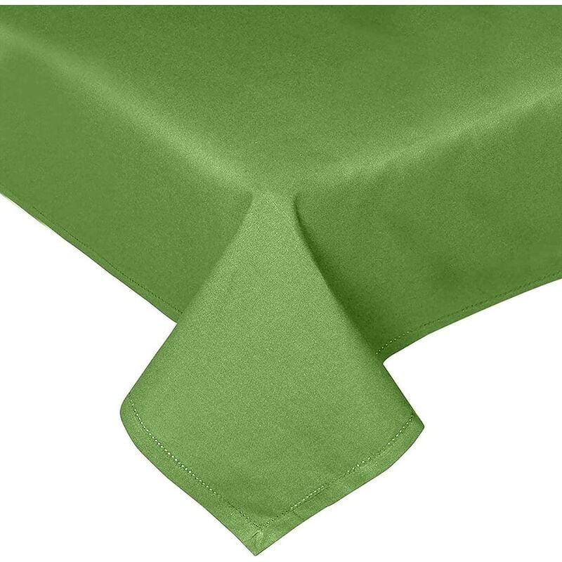 Homescapes - Nappe de table rectangulaire en coton unie Vert foncé - 137 x 228 cm - Vert foncé