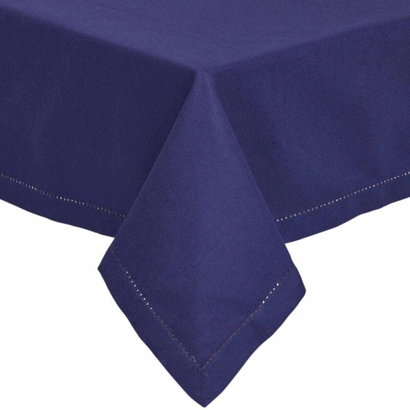 Homescapes - Nappe de table carrée en coton unie Bleu marine - 137 x 137 cm - Bleu marine