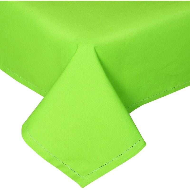 Homescapes - Nappe de table rectangulaire en coton unie Citron vert - 178 x 300 cm - Citron vert