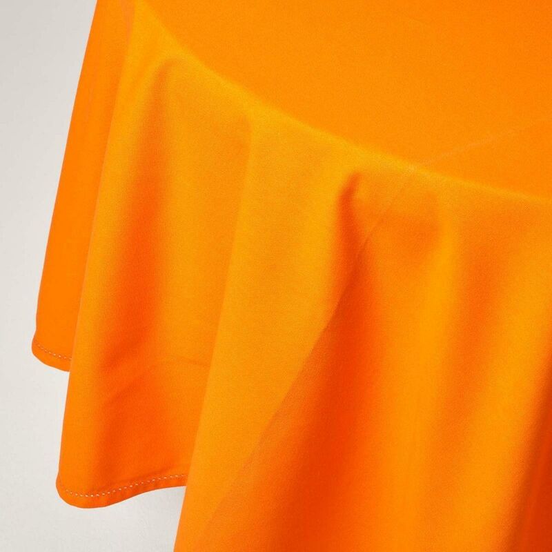 Homescapes - Nappe de table ronde en coton unie Orange - 178 cm - Orange
