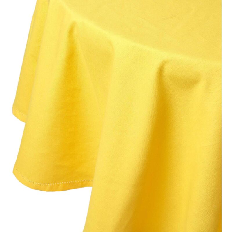 Homescapes - Nappe de table ronde en coton unie Jaune - 178 cm