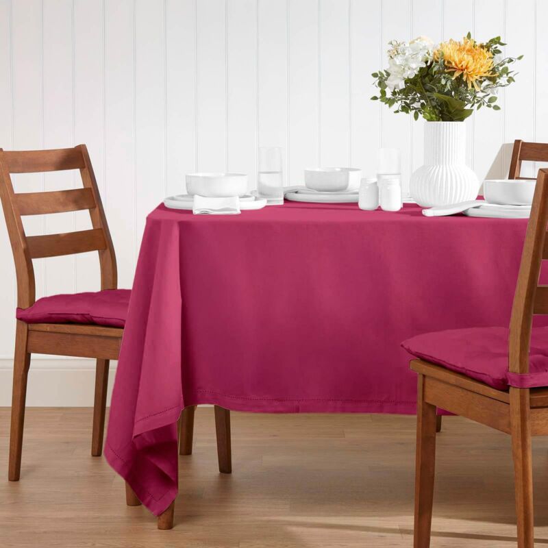 HOMESCAPES Nappe de table rectangulaire en coton unie Prune - 178 x 300 cm