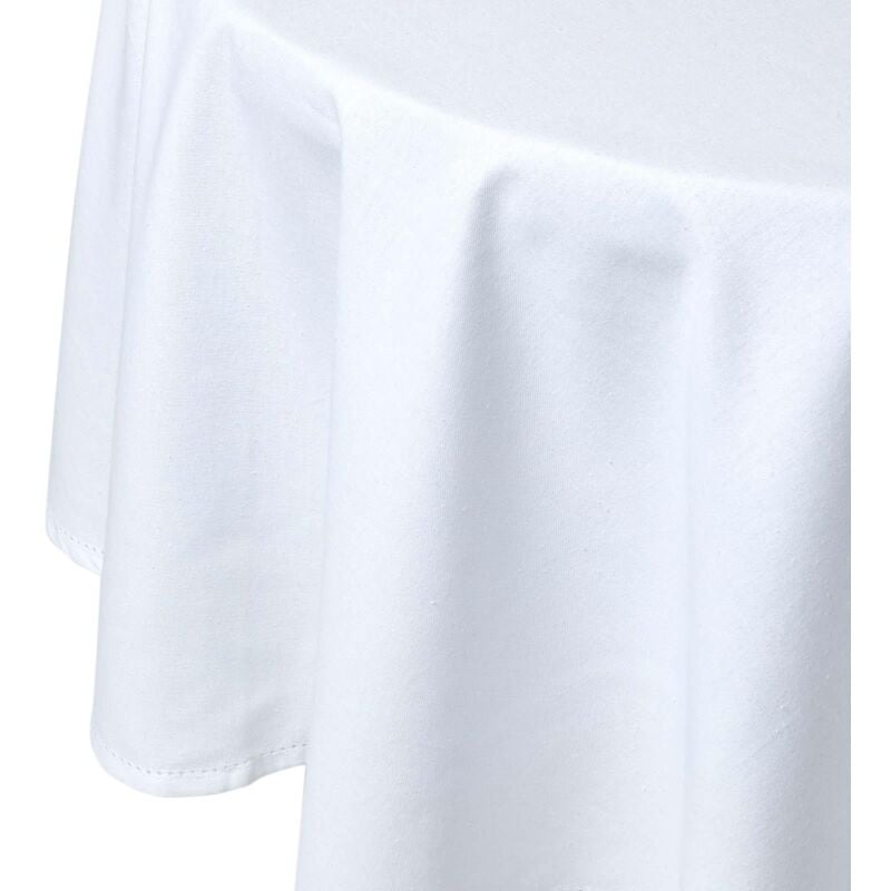 Homescapes - Nappe de table ronde en coton unie Blanc - 178 cm