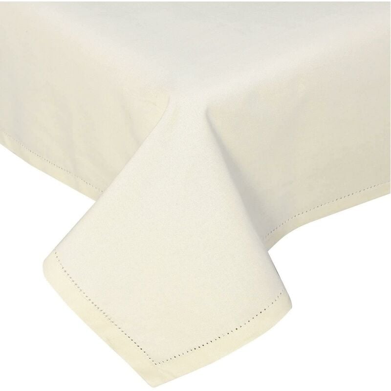 Homescapes - Nappe de table rectangulaire en coton unie Crème - 178 x 300 cm - Crème