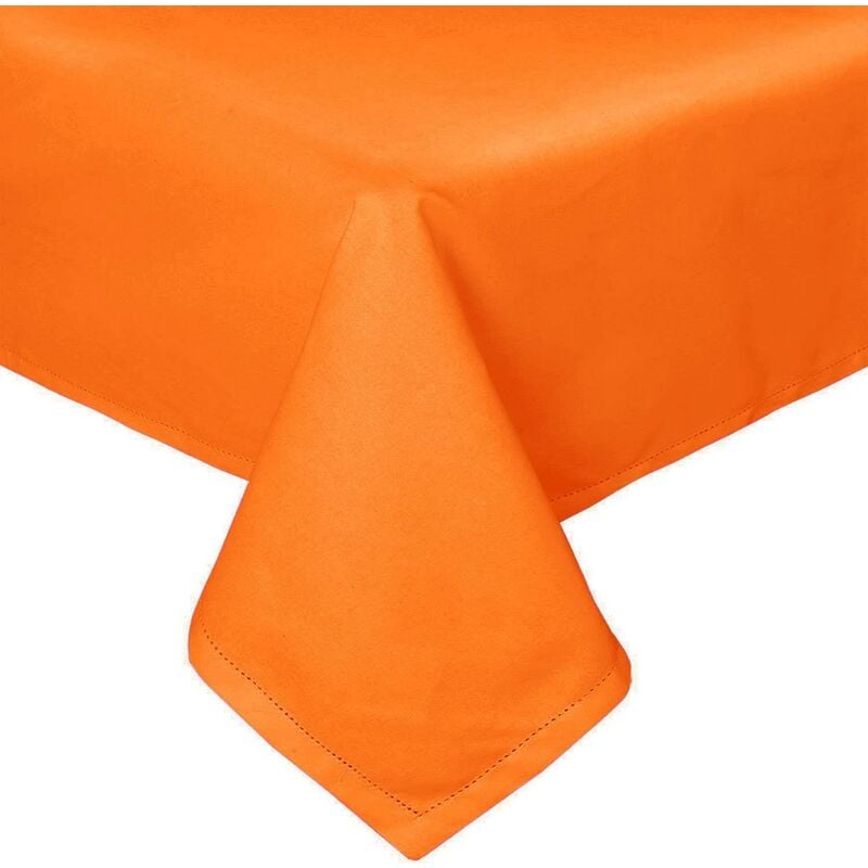 HOMESCAPES Nappe de table rectangulaire en coton unie Orange - 137 x 228 cm - Orange