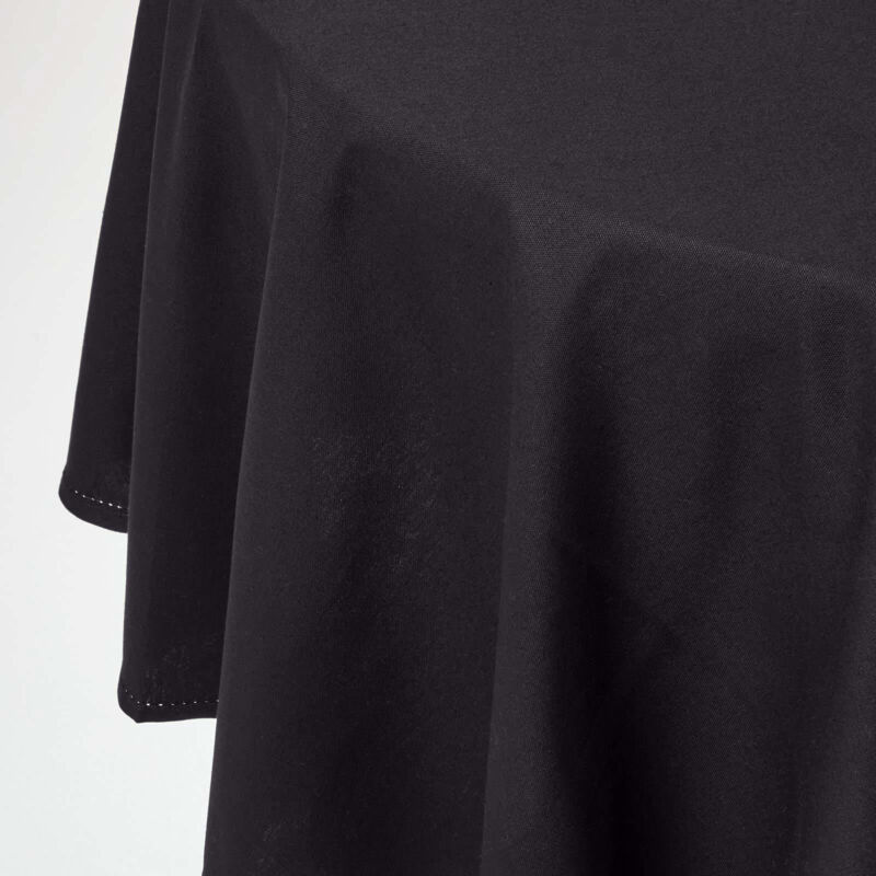 Nappe de table ronde en coton unie Noir - 178 cm - Homescapes