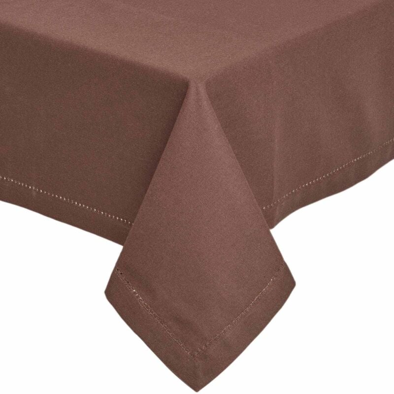 Homescapes - Nappe de table carrée en coton unie Chocolat - 137 x 137 cm - Chocolat