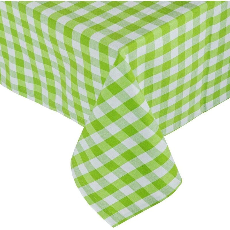 HOMESCAPES Nappe de table à grands carreaux vichy en coton Vert, 137 x 137 cm - Vert