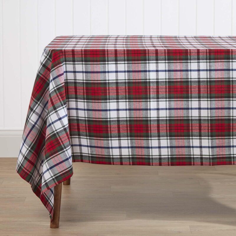 Homescapes - Nappe rectangulaire à carreaux écossais Vert et rouge, 137 x 228 cm