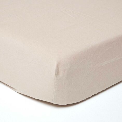 HOMESCAPES Natural Linen Fitted Sheet