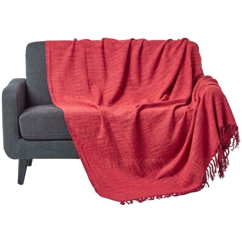 Homescapes - Nirvana Slub Cotton Orange Throw, 255 x 360 cm