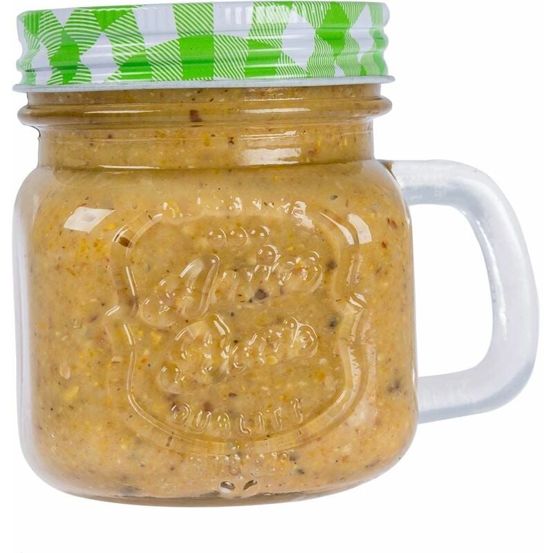 Homescapes - Nourriture pour oiseaux beurre de cacahuète dans un mug en verre - vert - Vert