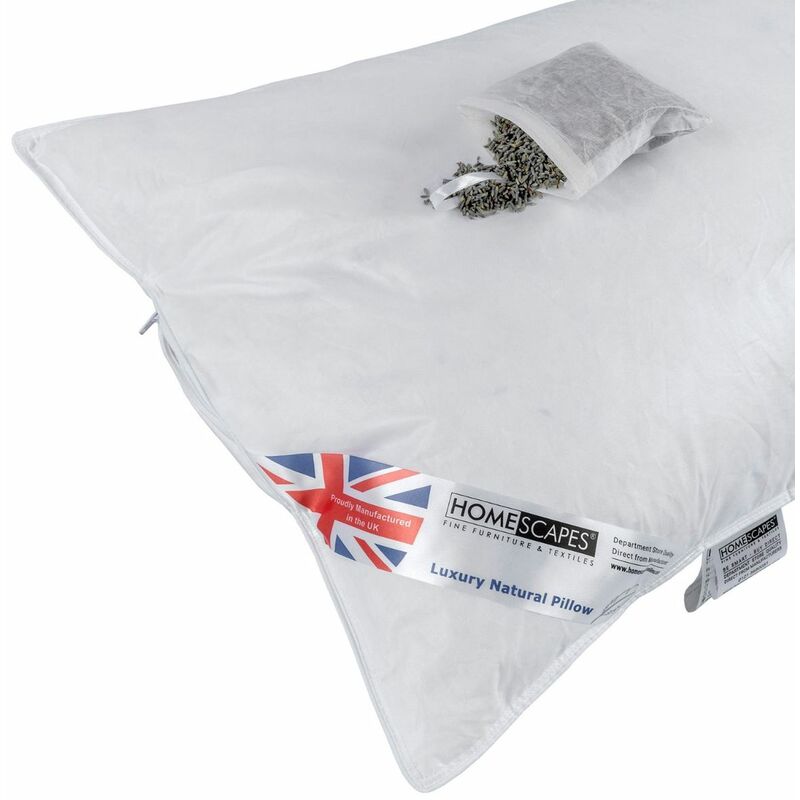 Homescapes - Oreiller en duvet et en plumes de d'oie parfumé à la lavande Extra, 50 x 75 cm