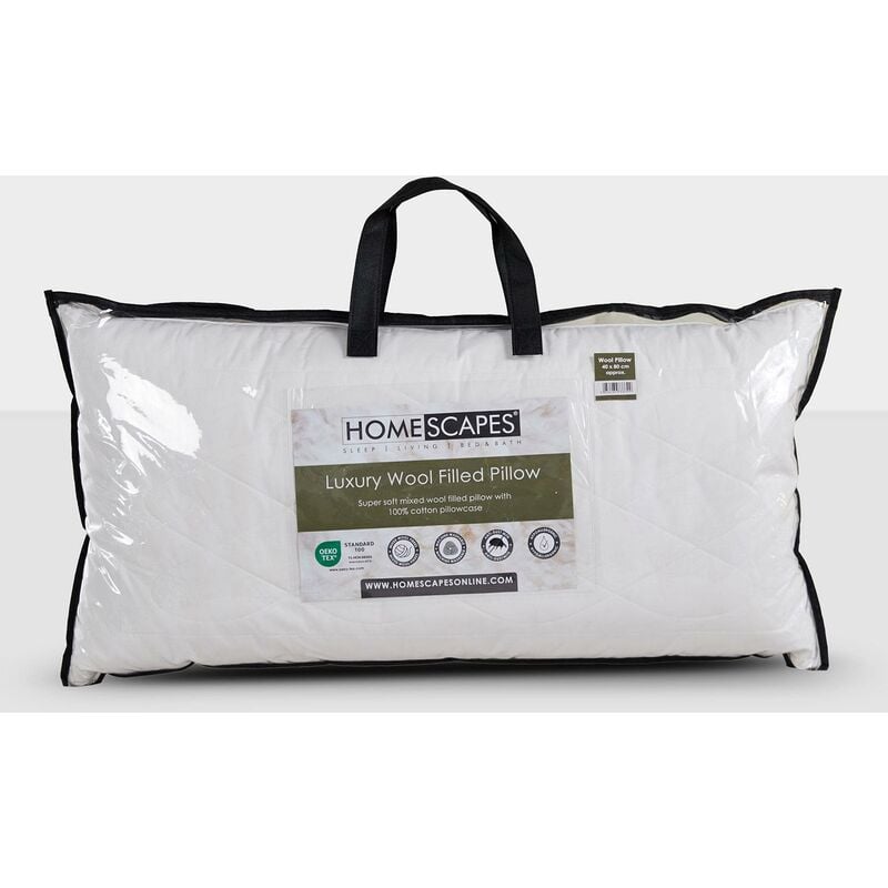 Oreiller rectangulaire en laine, 40 x 80 cm - Homescapes