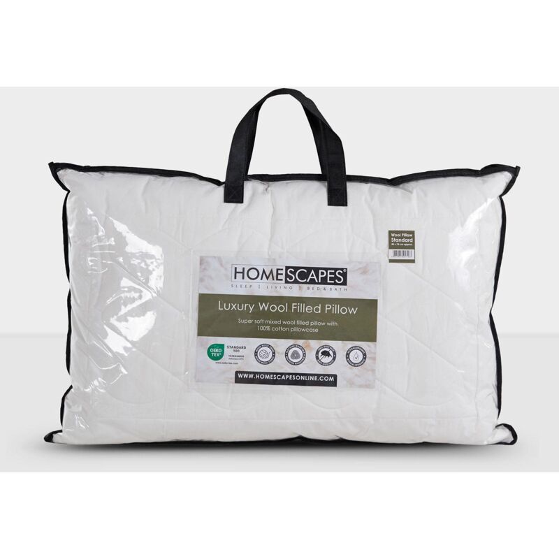 Oreiller rectangulaire en laine, 50 x 75 cm - Homescapes