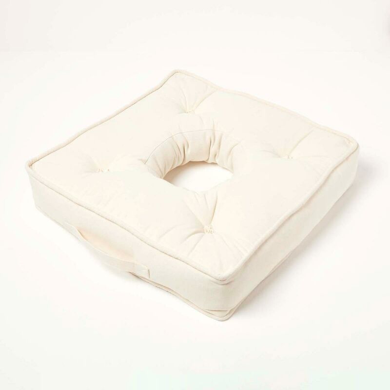 Homescapes - Cream Orthopaedic Cotton Armchair Booster Cushion - Natural