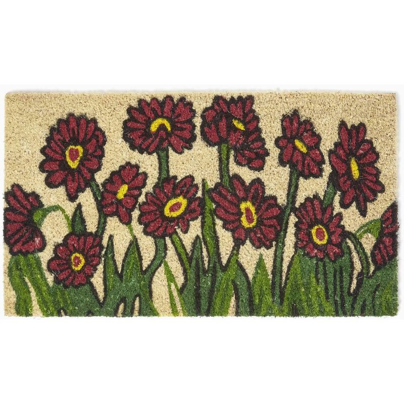 Paillasson jardin floral en fibre naturelle de coco - Homescapes