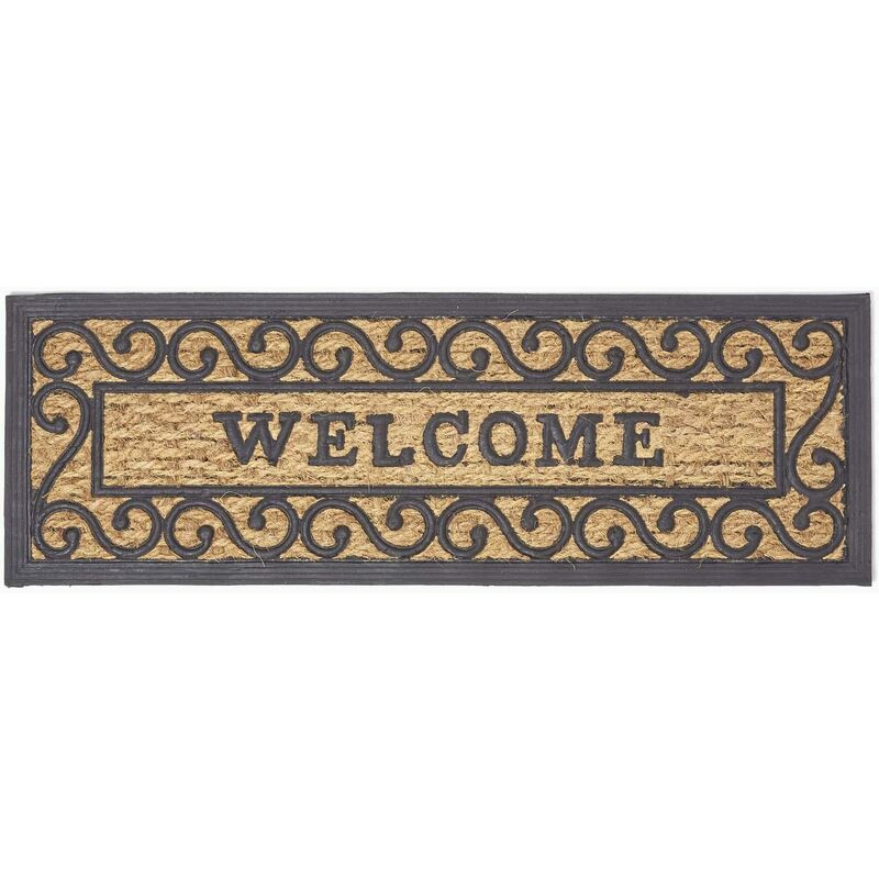 Homescapes - Paillasson Welcome en fibres de coco et caoutchouc, 75 x 25 cm