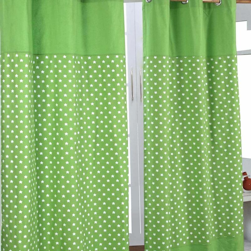 Homescapes - Paire de rideaux à œillets - imprimé Étoiles Vert 137 x 228 cm