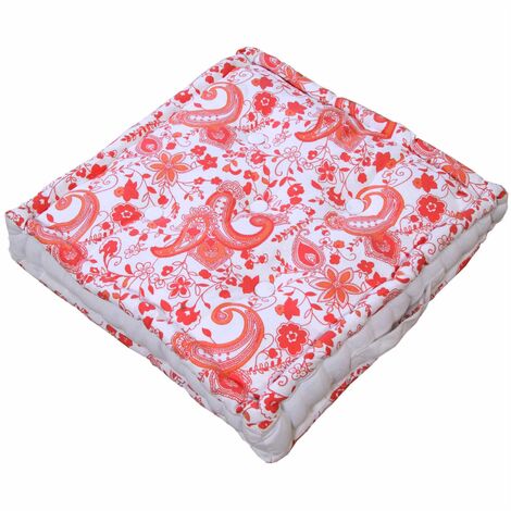 HOMESCAPES Paisley Cotton Floor Cushion - Multi