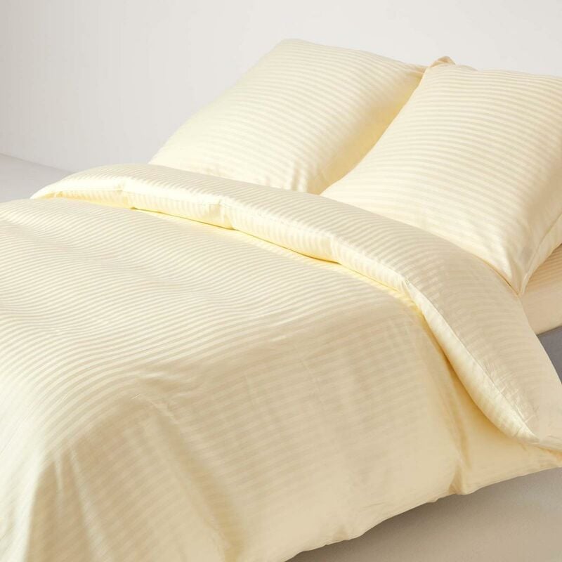 HOMESCAPES Parure de lit Jaune pastel 100% coton Egyptien 330 fils 150 x 200 cm