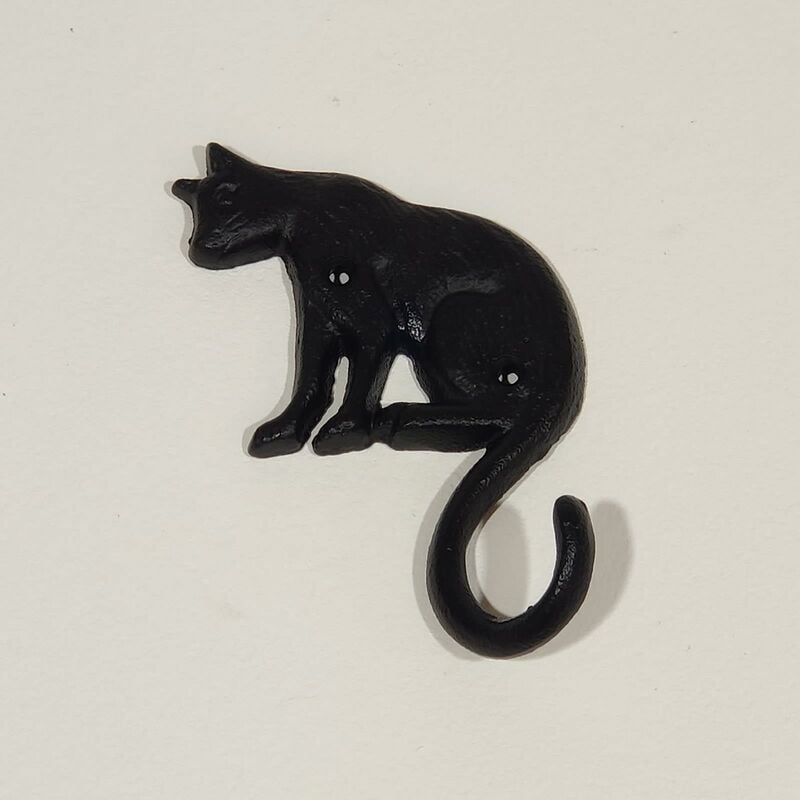 Homescapes - Patère porte manteau en fonte en forme de chat - Noir