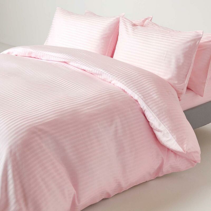 Image of Pink Egyptian Cotton Duvet Cover Set 330 Thread Count, Super King - Pink - Pink - Homescapes