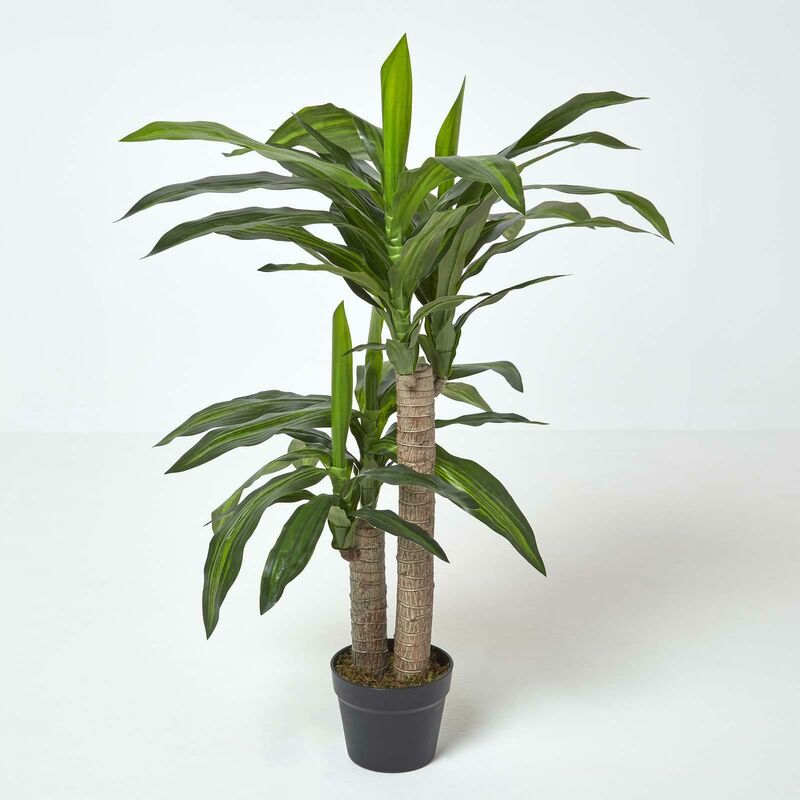 Homescapes - Plante artificielle Dracaena Fragrans en pot, 90 cm - Vert