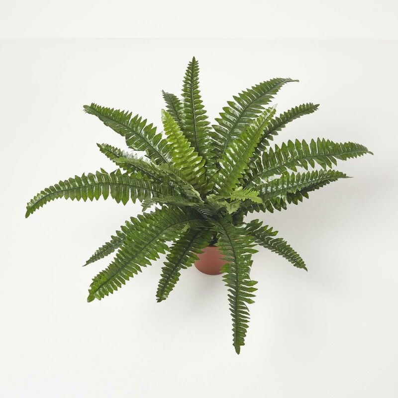 Homescapes - Plante artificielle Fougère de Boston en pot, 45 cm - Vert