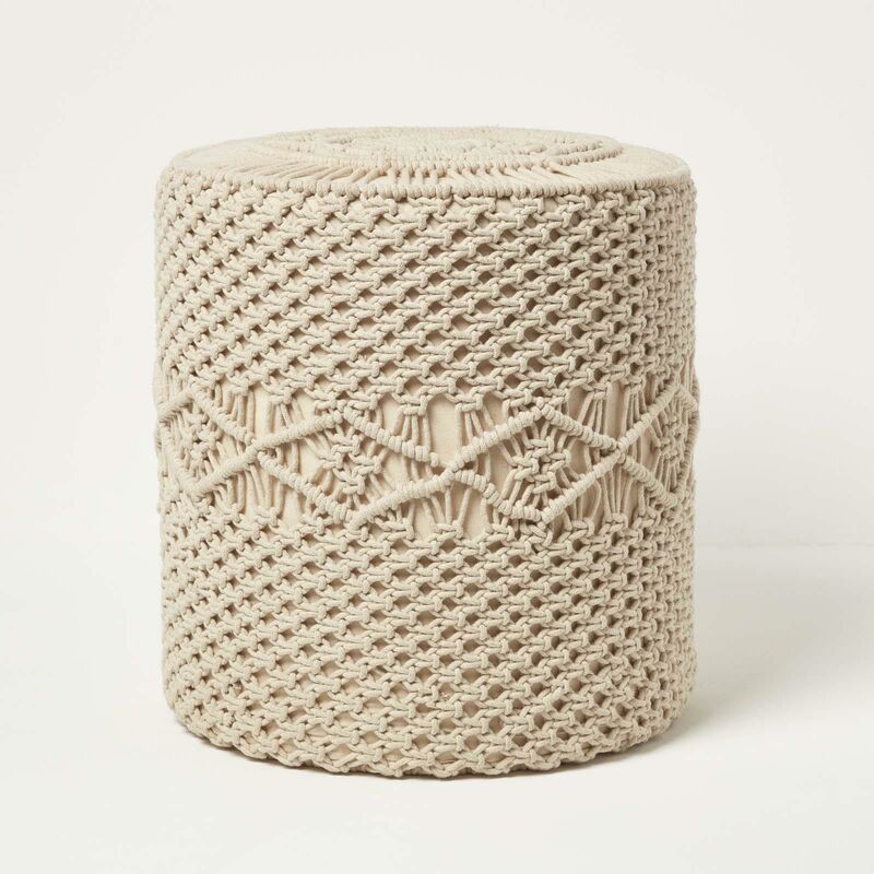HOMESCAPES Pouf bohème macramé Astrid