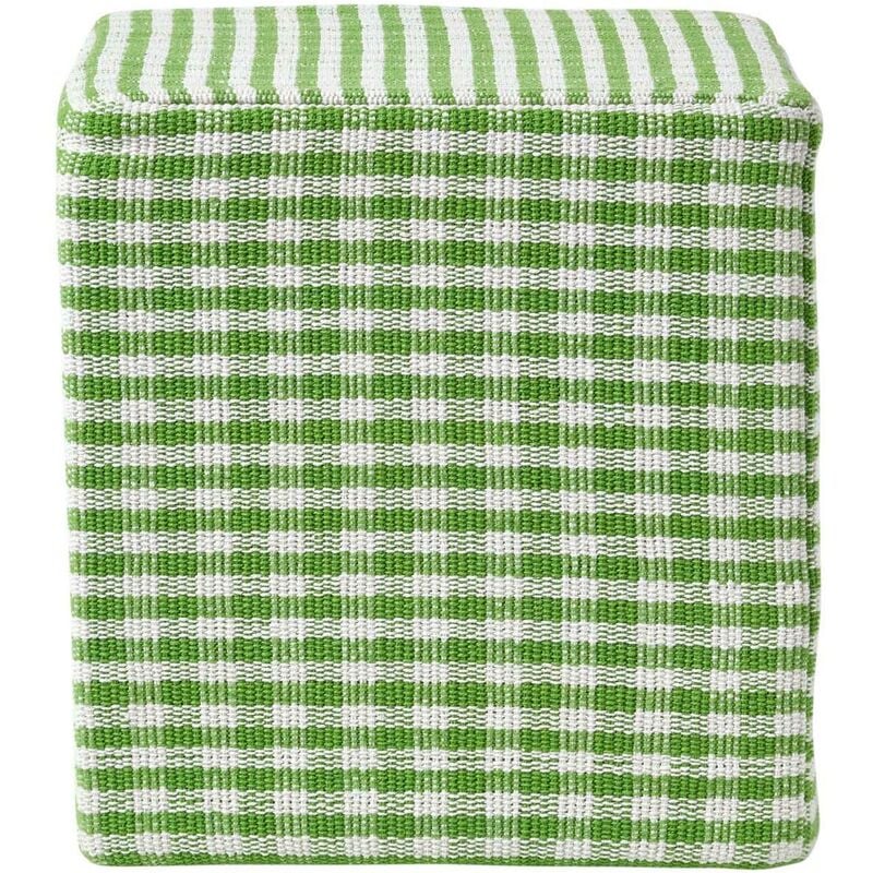 Pouf carré Motifs vichy Vert 36 x 36 x 38 cm - Homescapes