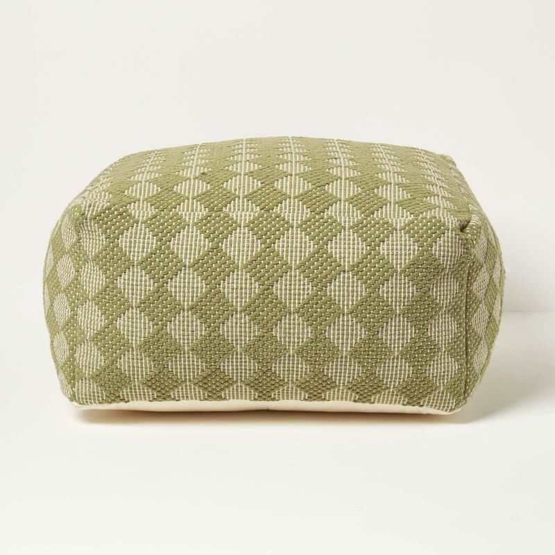 Homescapes - Pouf carré vert en coton Lima, 55 x 55 x 30 cm