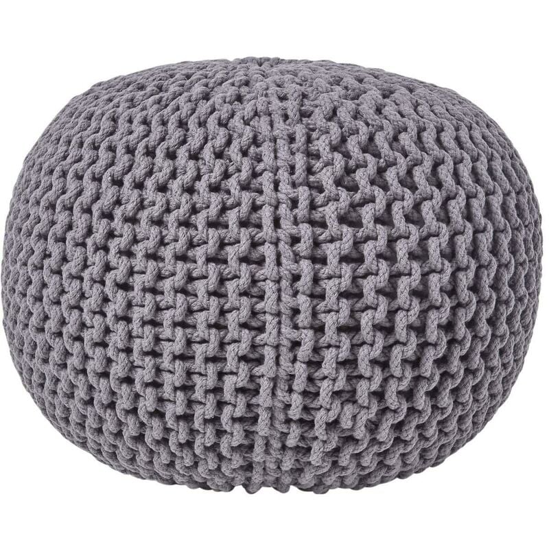 Homescapes - Pouf en tricot rond Gris foncé