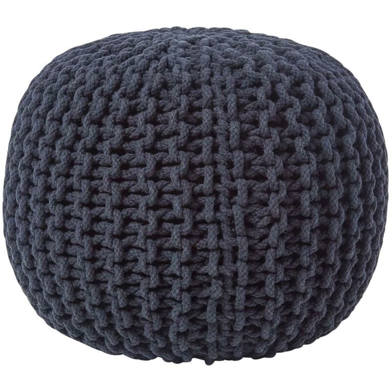 Homescapes - Pouf en tricot rond Noir
