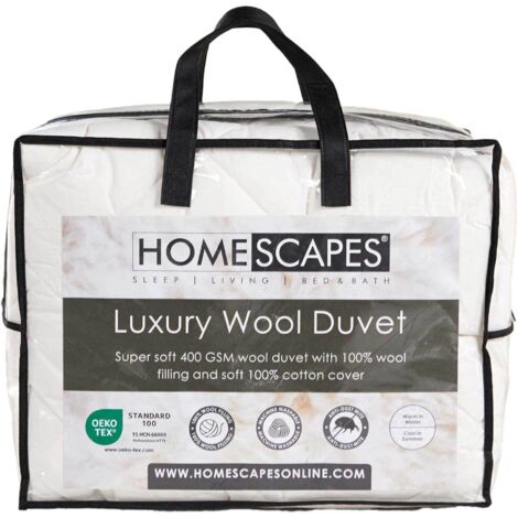 HOMESCAPES Premium Heavy Wool Duvet - Warm & Washable - Single