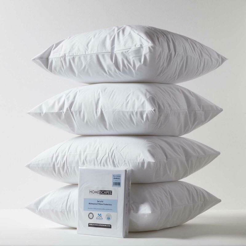 Homescapes - Protège-oreiller imperméable 80 x 80 cm, Lot de 4