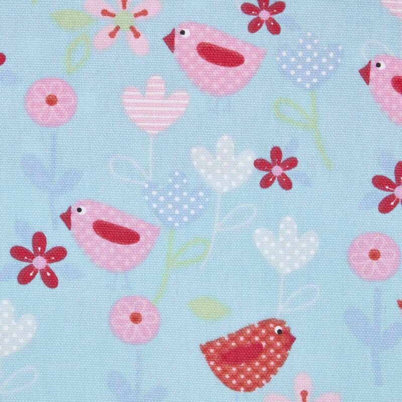 Homescapes Pure Cotton Birds And Flowers Fabric 150cm Wide
