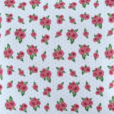 HOMESCAPES Pure Cotton Roses and Dots Fabric 150cm Wide