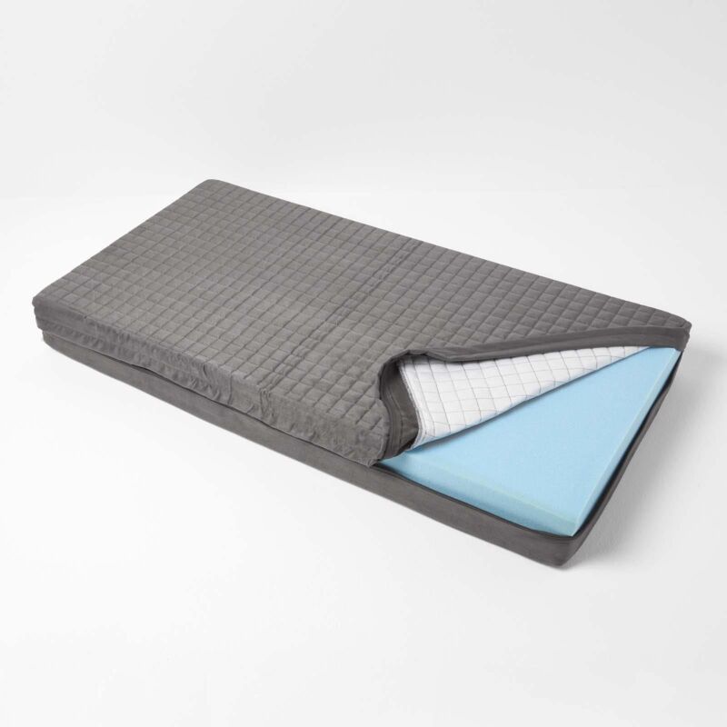 Homescapes - Grey Quilted Polyester 2 Seater Orthopaedic Booster Cushion Cover