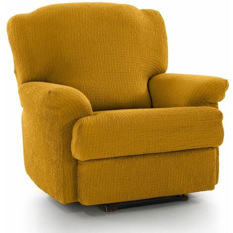 HOMESCAPES Recliner Seat 'Iris' Armchair Cover Elasticated Slipcover Protector, Mustard - Mustard