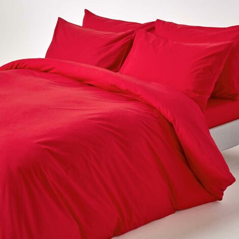 HOMESCAPES Red Egyptian Cotton Duvet Cover Set 200 Thread Count, Single - Red