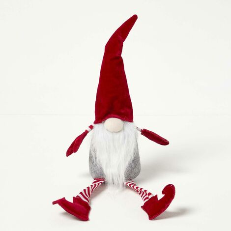 HOMESCAPES Red Sitting Santa Gonk Christmas Decoration