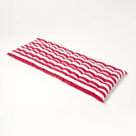 HOMESCAPES Red Stripe Bench Cushion 2 Seater