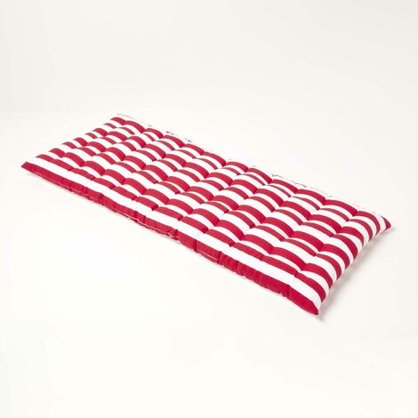 HOMESCAPES Red Stripe Bench Cushion 2 Seater - Red