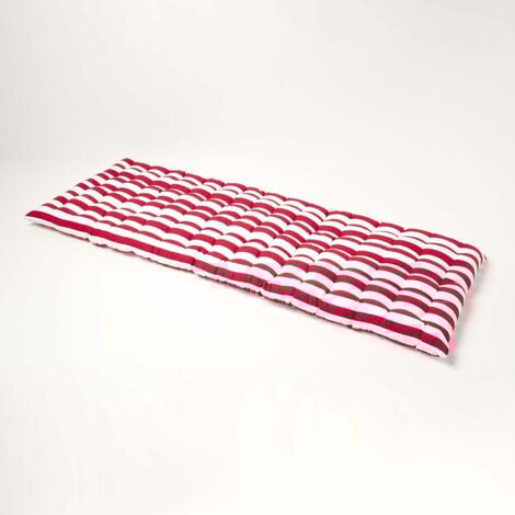 HOMESCAPES Red Stripe Bench Cushion 3 Seater